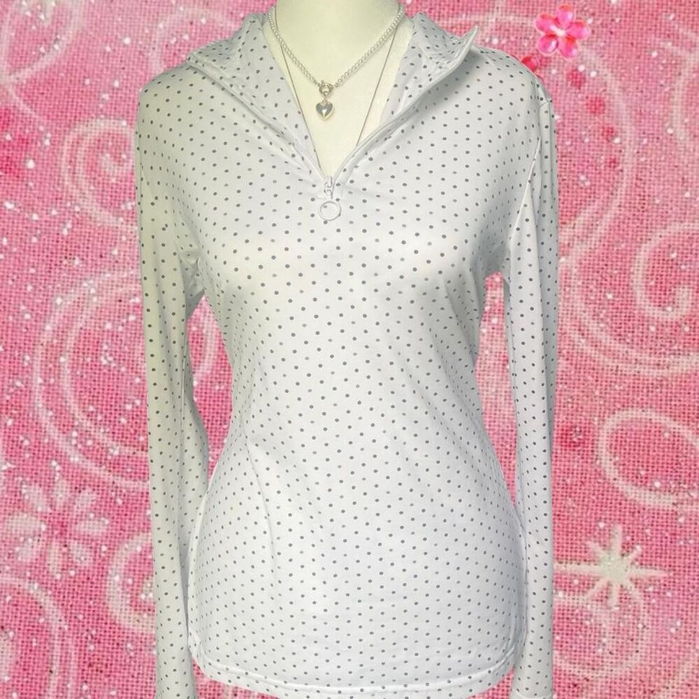 Bette & Court White Polka Dot Quarter Zip
